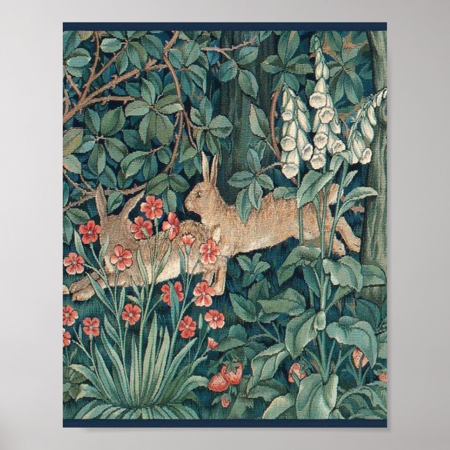 Rabbit In The Forest - William Morris Poster (Front)