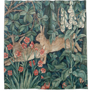 Rabbit In The Forest - William Morris Shower Curtain