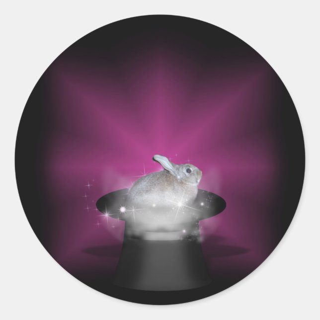 Rabbit  in the Magic Hat Classic Round Sticker (Front)