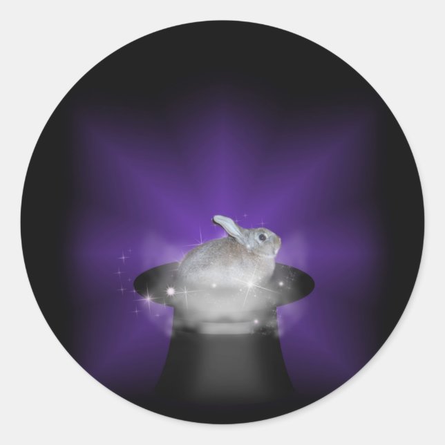 Rabbit  in the Magic Hat Classic Round Sticker (Front)