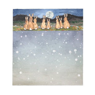 Rabbit in the Moon Starry Night Bunny Blue Animal Notepad