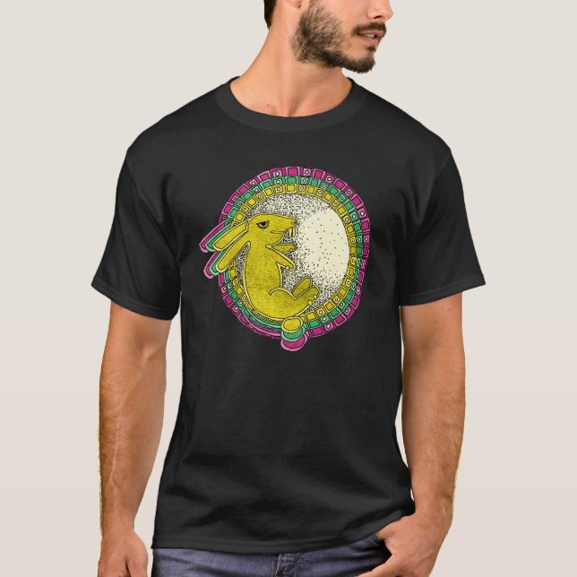 Rabbit in the Moon TShirt (pink/green/yellow) (Front)