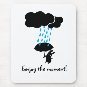Rabbit in the rain mouse pad