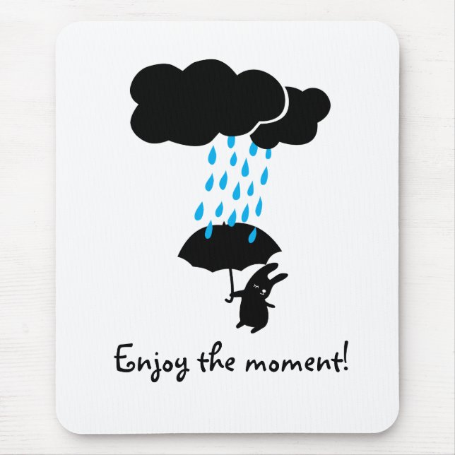 Rabbit in the rain mouse pad (Front)