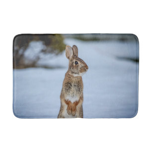 Rabbit in the snow bath mat