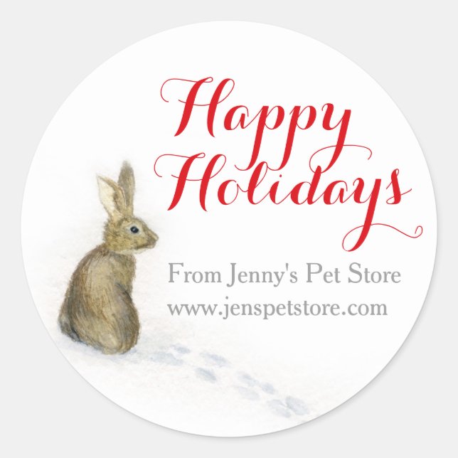 Rabbit in the snow Christmas address gift labels (Front)