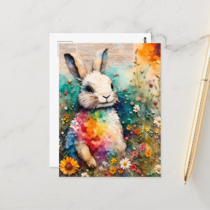 Rabbit in the Wildflowers Postcard