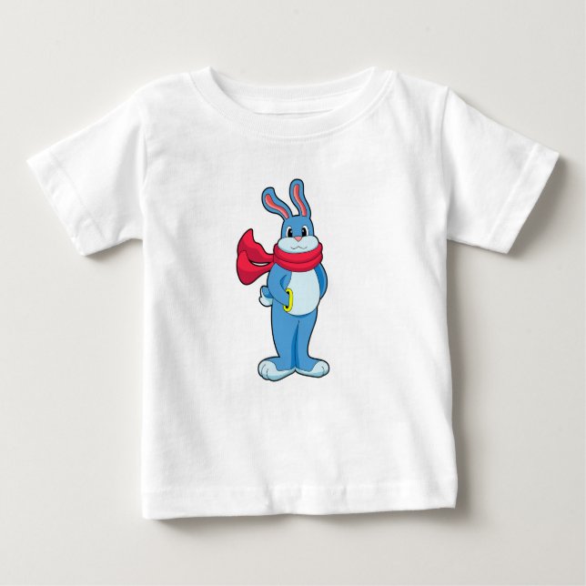 Rabbit in Winter with Scarf Baby T-Shirt (Front)