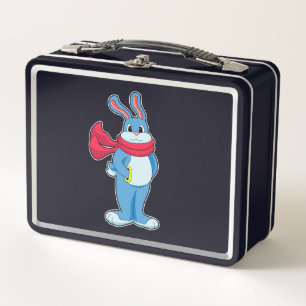 Rabbit in Winter with Scarf Metal Lunch Box