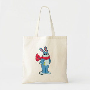 Rabbit in Winter with Scarf Tote Bag