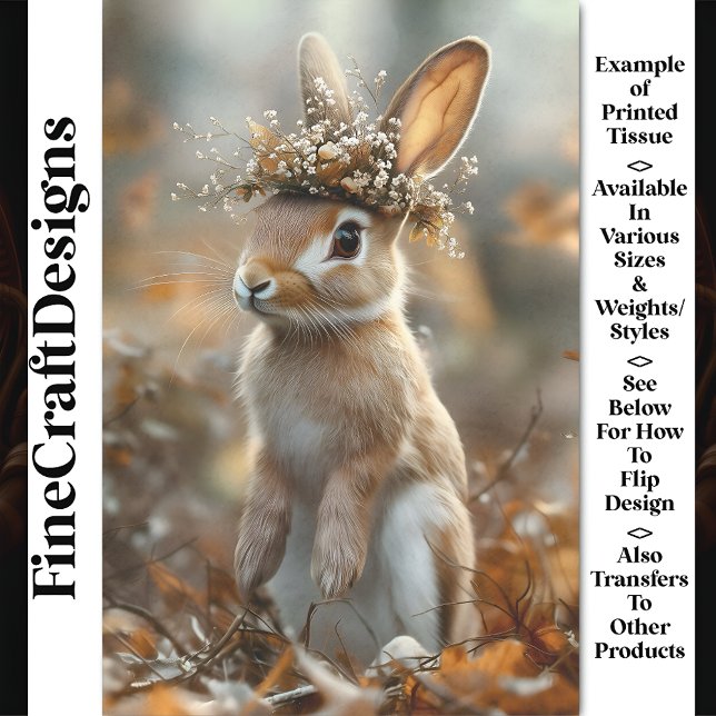 Rabbit In Woodland, Flowers, Berries CF8 Decoupage Tissue Paper (Creator Uploaded)