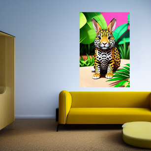 Rabbit Jaguar in the forest   AI Art Poster