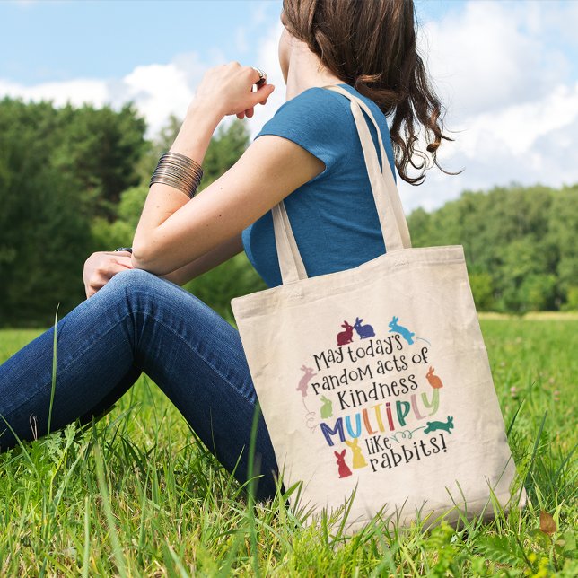 Rabbit Kindness Motivational Quote Tote Bag (Creator Uploaded)