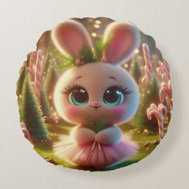 Rabbit Lady Round Cushion (Front)