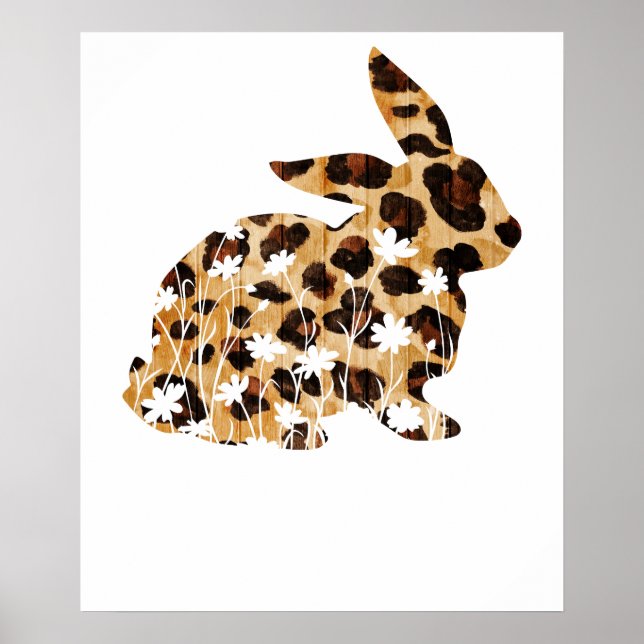 rabbit lepard flower, retro, vintage poster (Front)