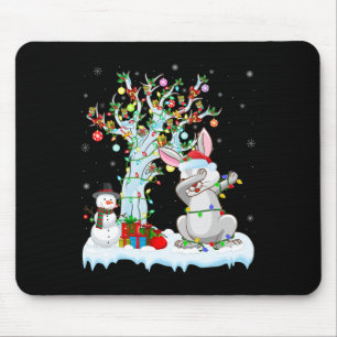 Rabbit Lights Xmas Tree Funny Dabbing Rabbit Chris Mouse Pad