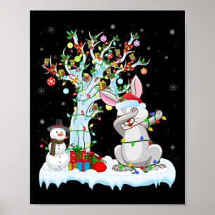Rabbit Lights Xmas Tree Funny Dabbing Rabbit Chris Poster