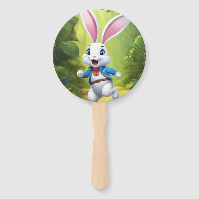 Rabbit Logo Black Guest Book Hand Fan (Front)