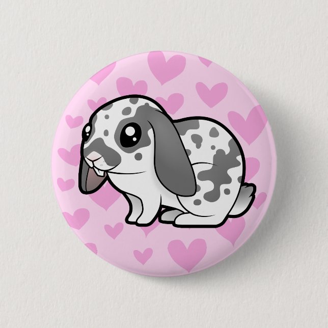 Rabbit Love (floppy ear smooth hair) 6 Cm Round Badge (Front)