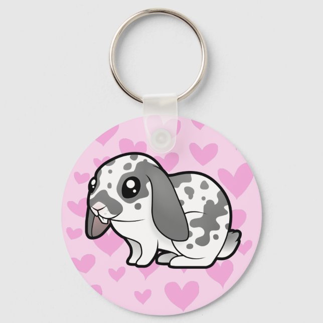 Rabbit Love (floppy ear smooth hair) Key Ring (Front)