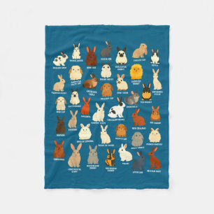 Rabbit Lover Bunny Breeds Rabbit Illustration Fleece Blanket