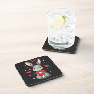 Rabbit Lover Heart Girl Coaster