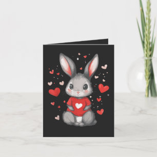 Rabbit Lover Heart Girl Holiday Card