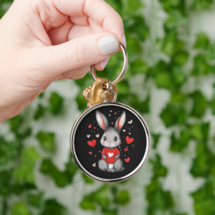 Rabbit Lover Heart Girl Key Ring