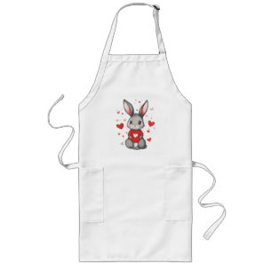 Rabbit Lover Heart Girl Long Apron