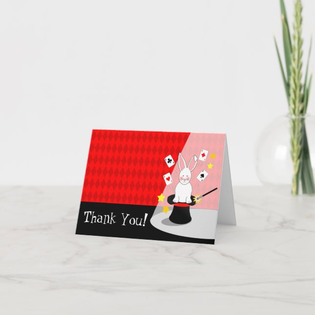 Rabbit Magic Show Birthday Thank You Card (Front)