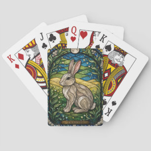 Rabbit Meadow Edge Illumina Stained Glass Playing Cards