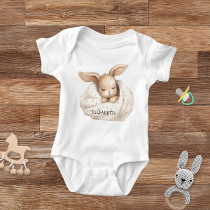 Rabbit moon sky beige cute baby bodysuit