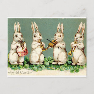 Rabbit music band before Easter Greetings Holiday Postcard
