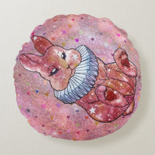 Rabbit named Ladybug Round Cushion