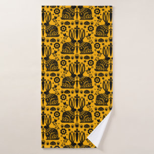 Rabbit Nordic Scandinavian Folk Art Bath Towel