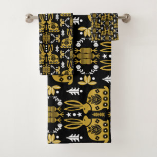 Rabbit Nordic Scandinavian Folk Art Bath Towel Set