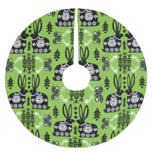 Rabbit Nordic Scandinavian Folk Art Brushed Polyester Tree Skirt