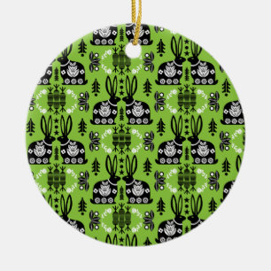 Rabbit Nordic Scandinavian Folk Art Ceramic Ornament