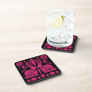 Rabbit Nordic Scandinavian Folk Art Coaster