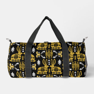 Rabbit Nordic Scandinavian Folk Art Duffle Bag