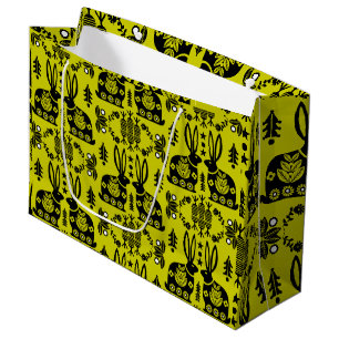 Rabbit Nordic Scandinavian Folk Art Large Gift Bag