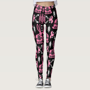 Rabbit Nordic Scandinavian Folk Art     Leggings