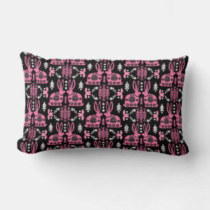 Rabbit Nordic Scandinavian Folk Art Lumbar Cushion