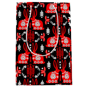 Rabbit Nordic Scandinavian Folk Art Medium Gift Bag