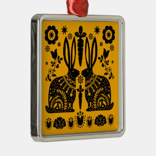 Rabbit Nordic Scandinavian Folk Art     Metal Ornament