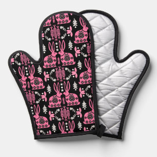 Rabbit Nordic Scandinavian Folk Art Oven Mitt