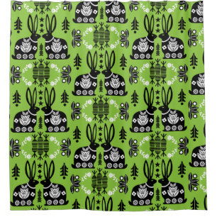 Rabbit Nordic Scandinavian Folk Art          Shower Curtain