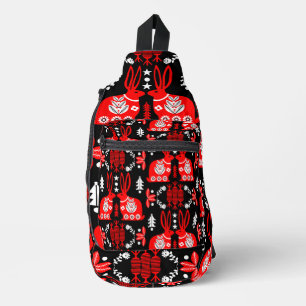 Rabbit Nordic Scandinavian Folk Art          Sling Bag