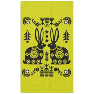 Rabbit Nordic Scandinavian Folk Art   Tablecloth