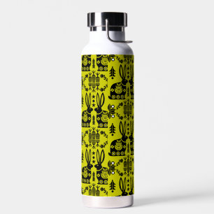 Rabbit Nordic Scandinavian Folk Art Water Bottle